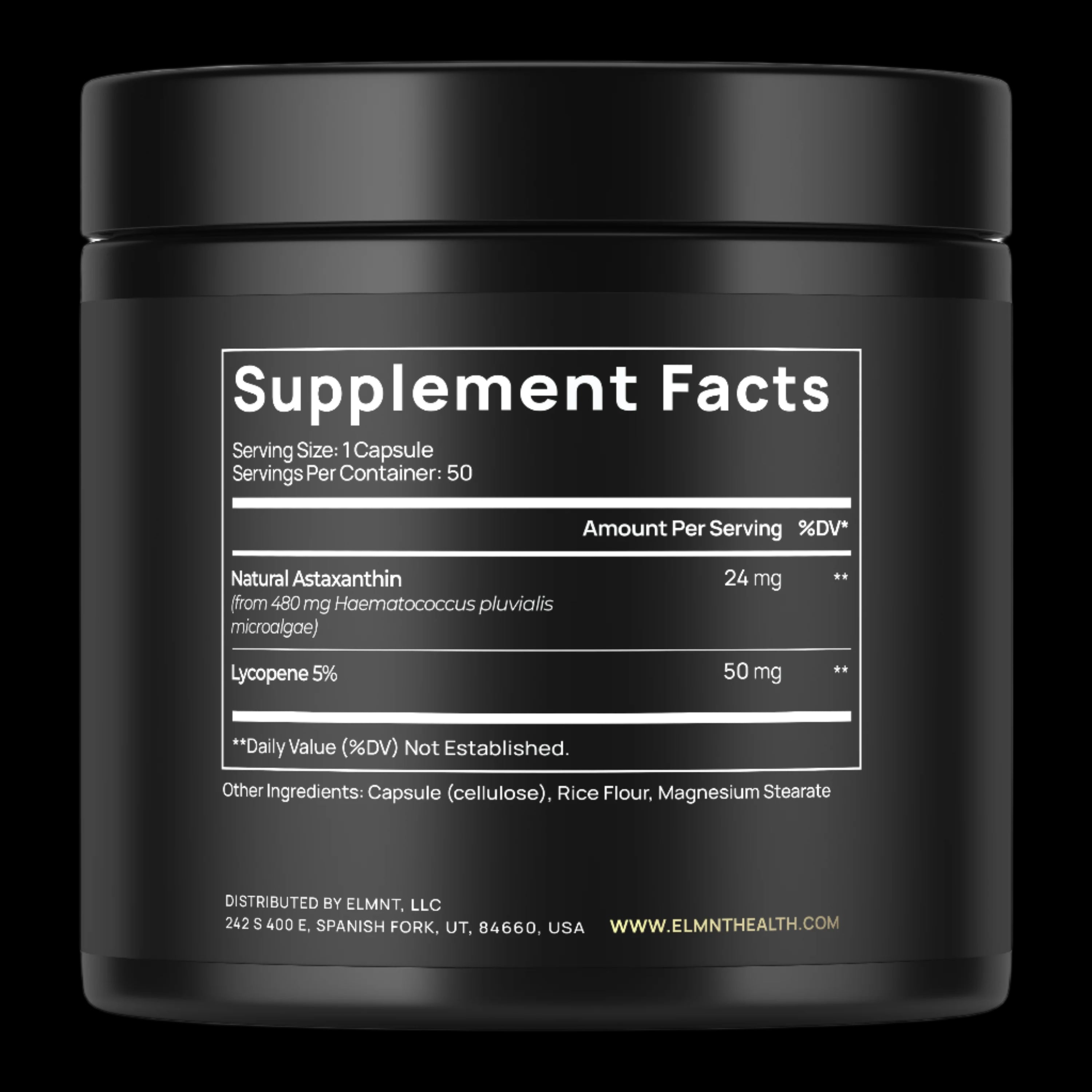 Astaxanthin 24mg + Lycopene 50mg Clinical Strength Carotenoids Skin Supplement w. 100% Natural from MicroAlgae