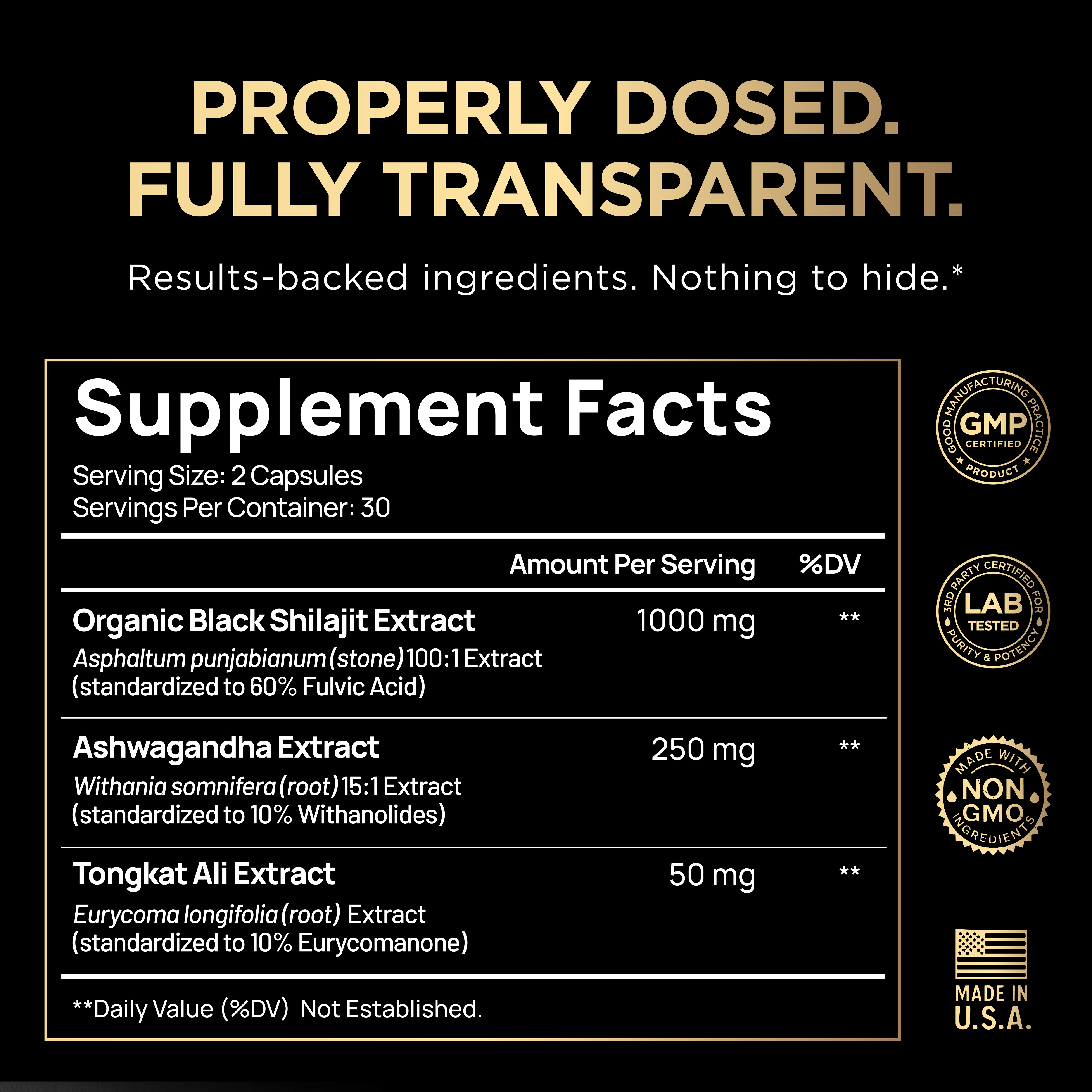 100x Strength Black Shilajit for Men w. 10% Tongkat Ali & Ashwagandha