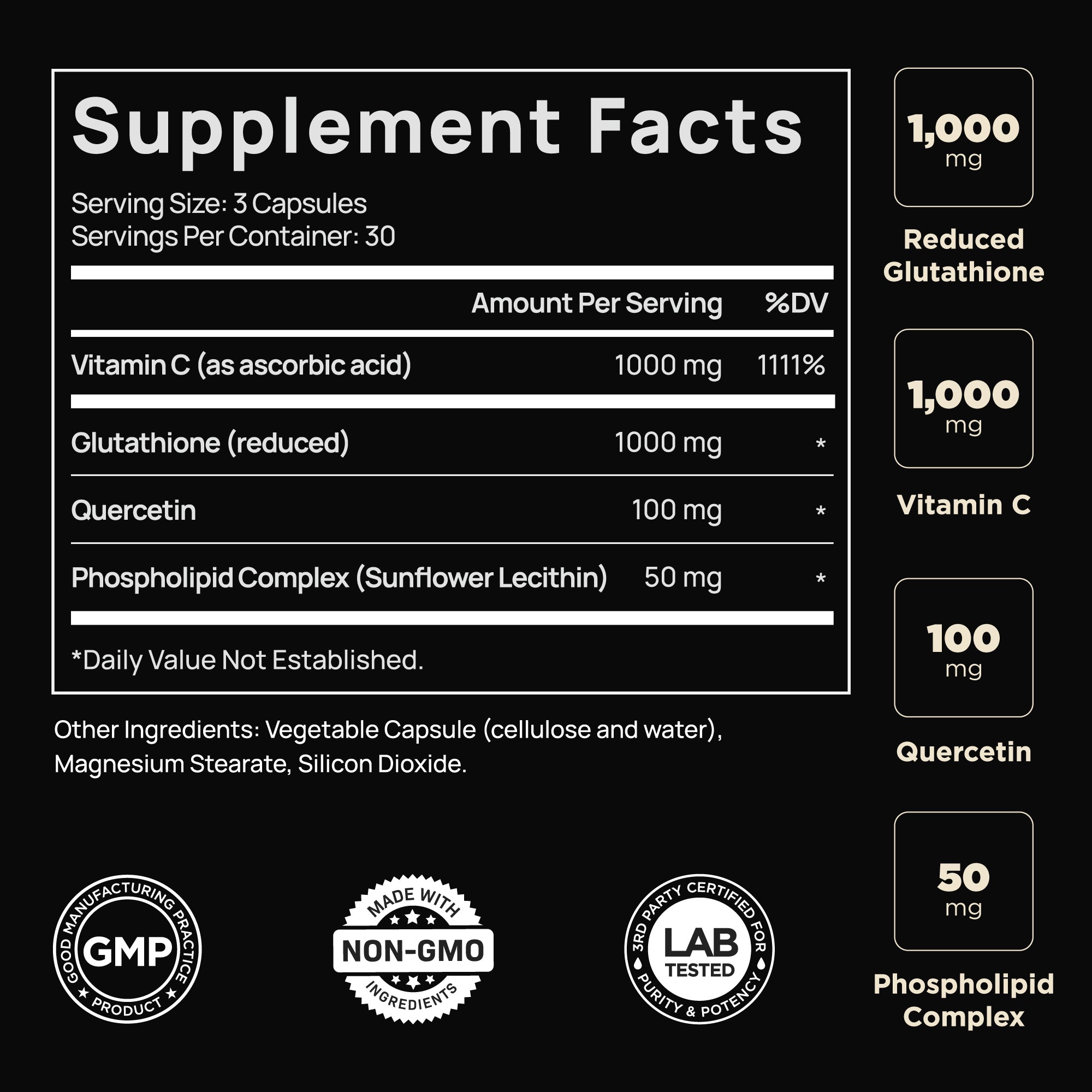 2150mg Super Liposomal Glutathione Supplement w. Vitamin C, Quercetin & Pure L Glutathione 2000mg