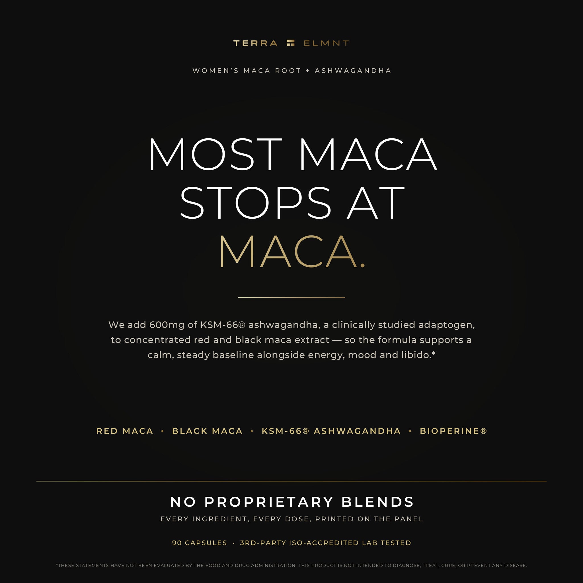 Women's Red Maca Root w. 30:1 Organic Red Maca, 40:1 Black Maca, KSM-66® Ashwagandha & BioPerine®