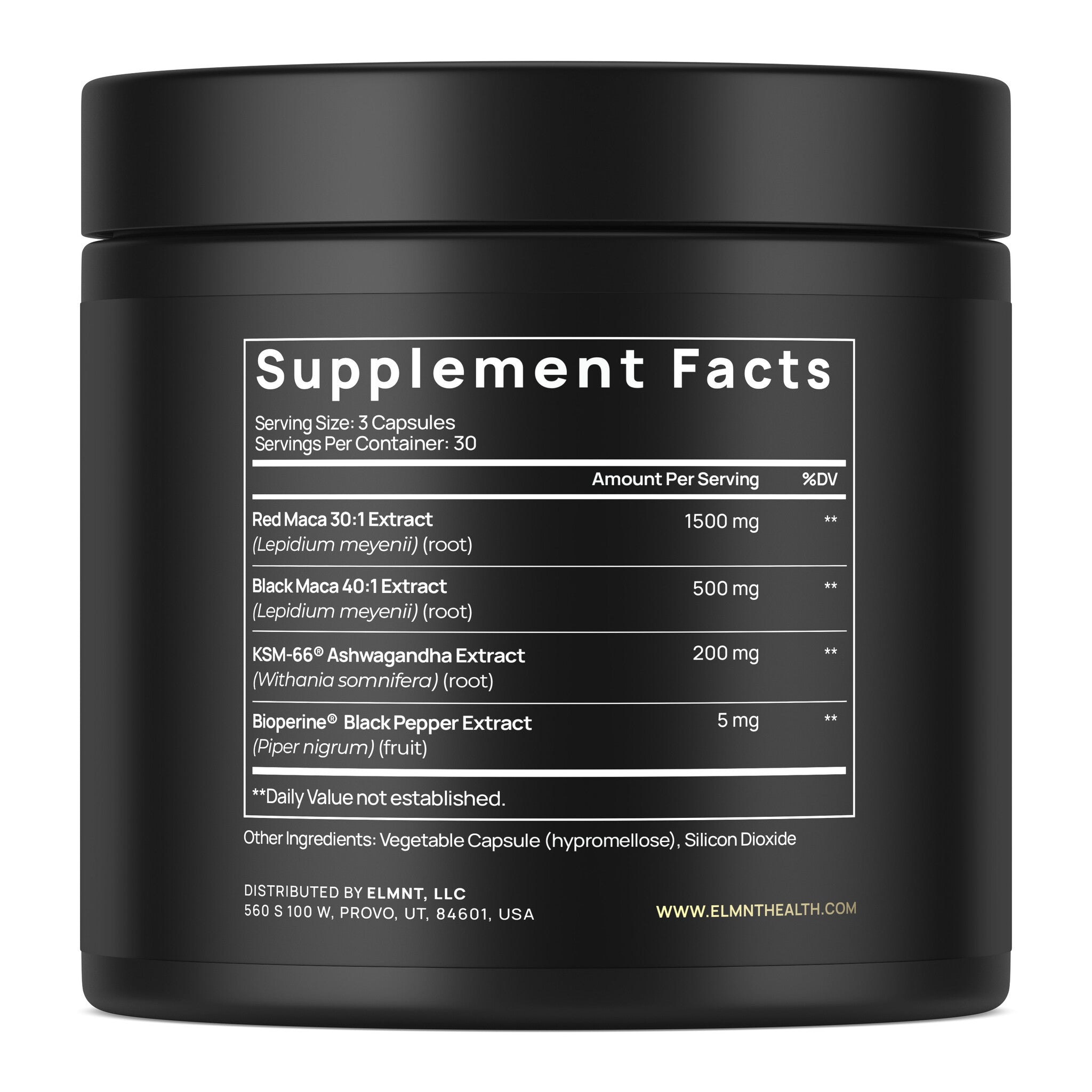Women's Red Maca Root w. 30:1 Organic Red Maca, 40:1 Black Maca, KSM-66® Ashwagandha & BioPerine®