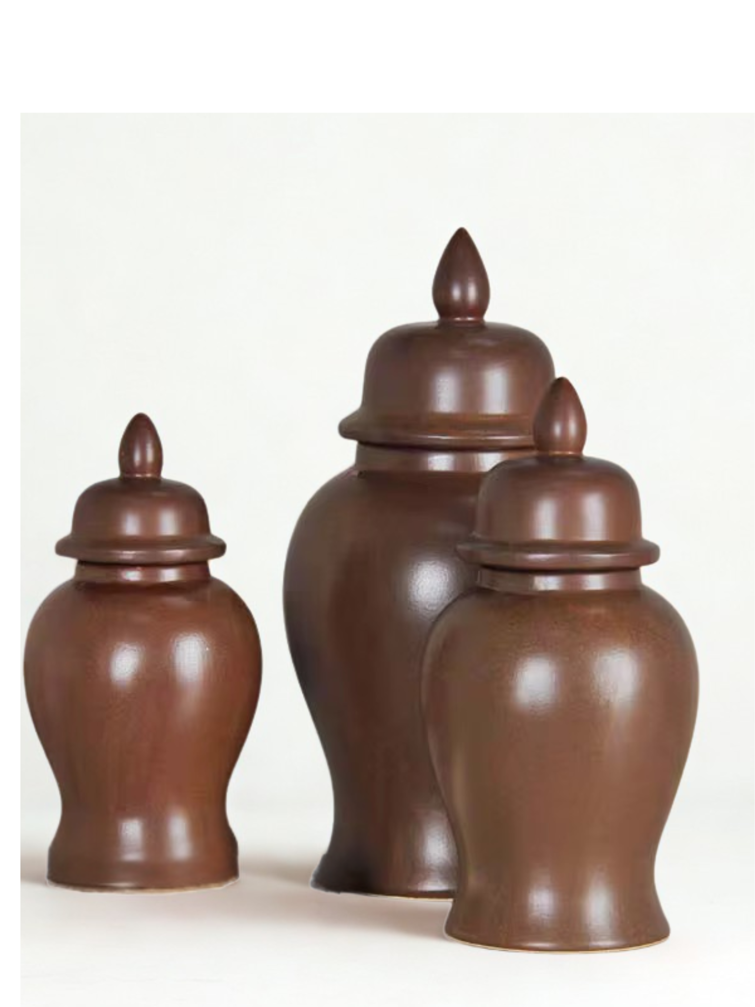 Glazed Ceramic Brown Ginger Jar For Home Decor