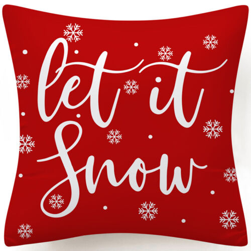 Throw PILLOW COVER Christmas Red White Xmas Double-Sided Cushion Case 18x18" 