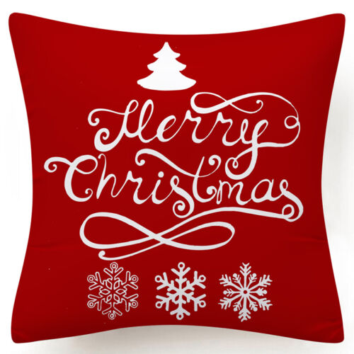 Throw PILLOW COVER Christmas Red White Xmas Double-Sided Cushion Case 18x18" 