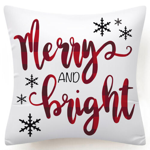 Throw PILLOW COVER Christmas Red White Xmas Double-Sided Cushion Case 18x18" 