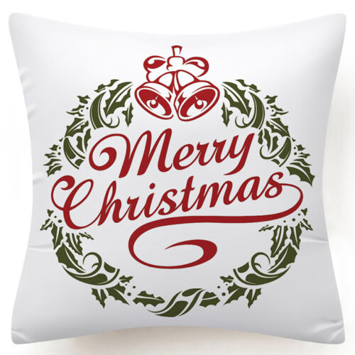 Throw PILLOW COVER Christmas Red White Xmas Double-Sided Cushion Case 18x18" 