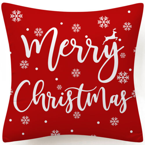 Throw PILLOW COVER Christmas Red White Xmas Double-Sided Cushion Case 18x18" 