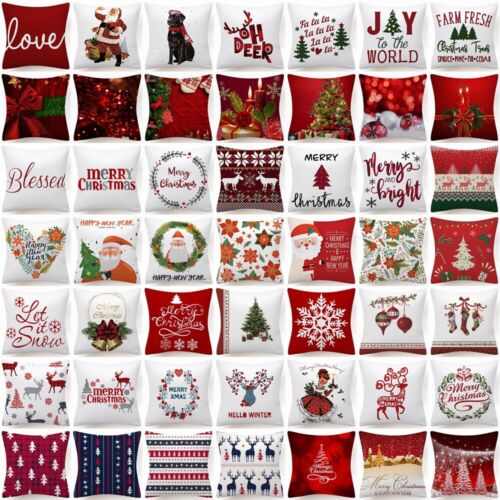 Throw PILLOW COVER Christmas Red White Xmas Double-Sided Cushion Case 18x18" 