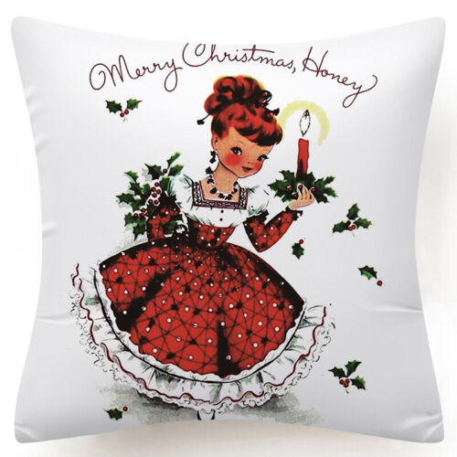 Throw PILLOW COVER Christmas Red White Xmas Double-Sided Cushion Case 18x18" 