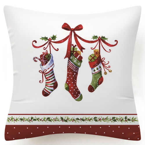Throw PILLOW COVER Christmas Red White Xmas Double-Sided Cushion Case 18x18" 