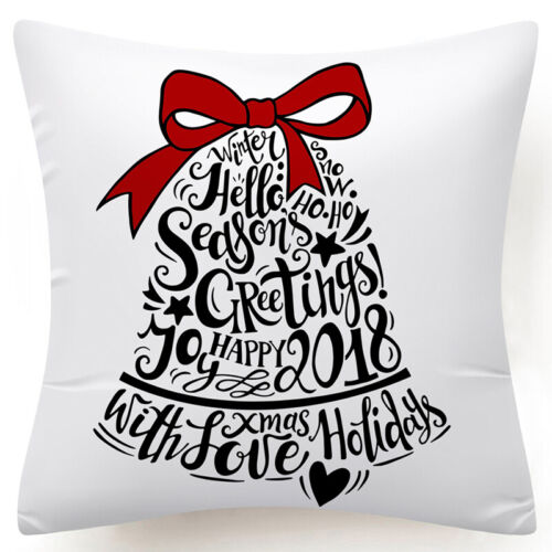 Throw PILLOW COVER Christmas Red White Xmas Double-Sided Cushion Case 18x18" 