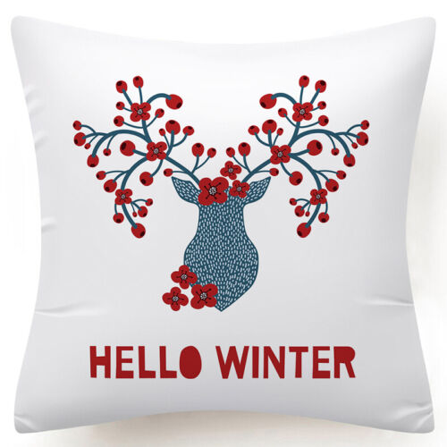 Throw PILLOW COVER Christmas Red White Xmas Double-Sided Cushion Case 18x18" 