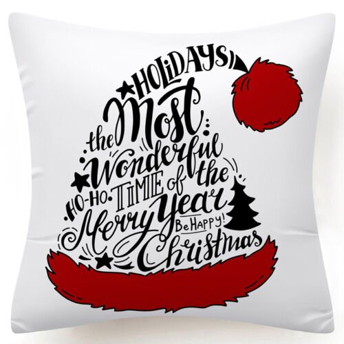 Throw PILLOW COVER Christmas Red White Xmas Double-Sided Cushion Case 18x18" 