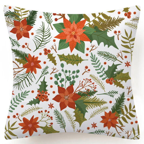 Throw PILLOW COVER Christmas Red White Xmas Double-Sided Cushion Case 18x18" 