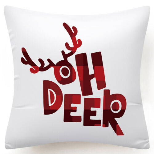 Throw PILLOW COVER Christmas Red White Xmas Double-Sided Cushion Case 18x18" 