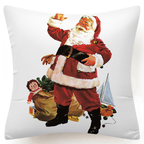 Throw PILLOW COVER Christmas Red White Xmas Double-Sided Cushion Case 18x18" 