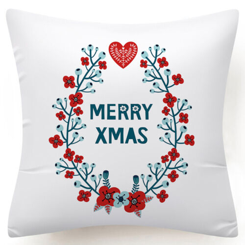 Throw PILLOW COVER Christmas Red White Xmas Double-Sided Cushion Case 18x18" 