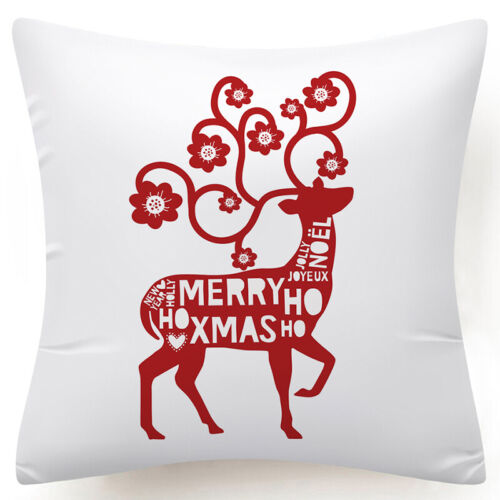 Throw PILLOW COVER Christmas Red White Xmas Double-Sided Cushion Case 18x18" 