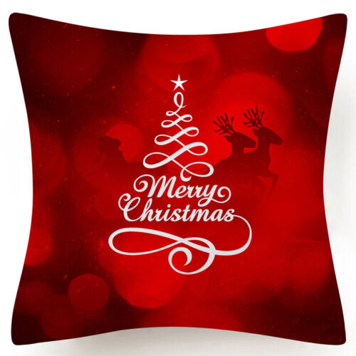 Throw PILLOW COVER Christmas Red White Xmas Double-Sided Cushion Case 18x18" 
