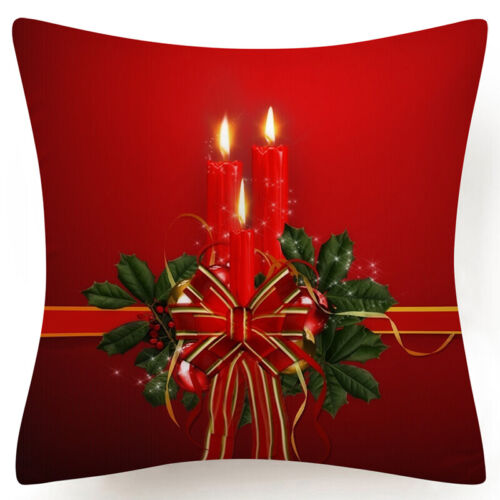 Throw PILLOW COVER Christmas Red White Xmas Double-Sided Cushion Case 18x18" 