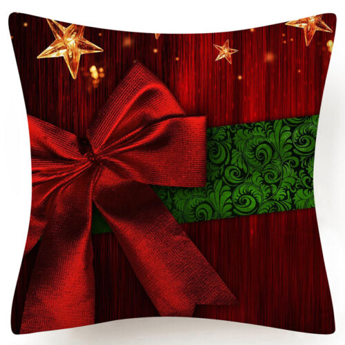 Throw PILLOW COVER Christmas Red White Xmas Double-Sided Cushion Case 18x18" 