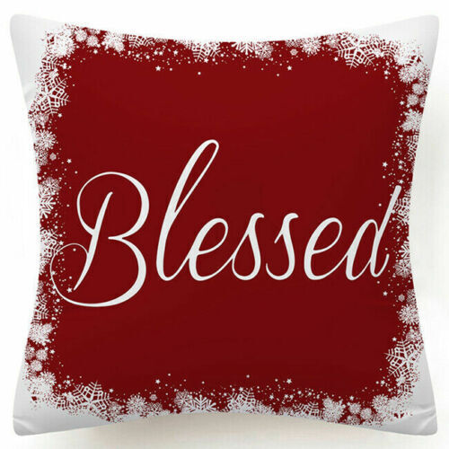 Throw PILLOW COVER Christmas Red White Xmas Double-Sided Cushion Case 18x18" 