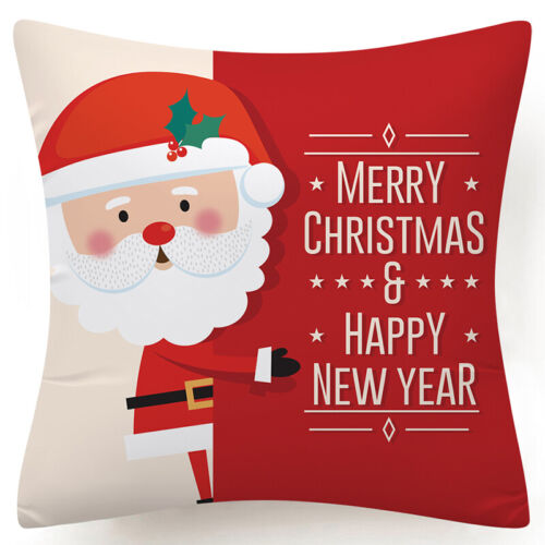 Throw PILLOW COVER Christmas Red White Xmas Double-Sided Cushion Case 18x18" 