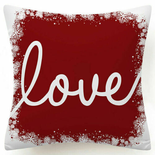 Throw PILLOW COVER Christmas Red White Xmas Double-Sided Cushion Case 18x18" 