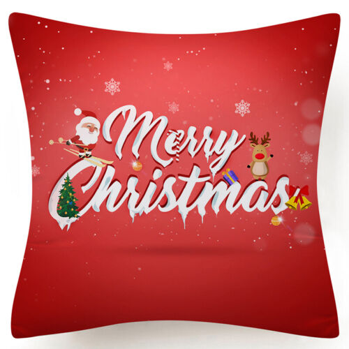 Throw PILLOW COVER Christmas Red White Xmas Double-Sided Cushion Case 18x18" 