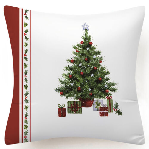 Throw PILLOW COVER Christmas Red White Xmas Double-Sided Cushion Case 18x18" 