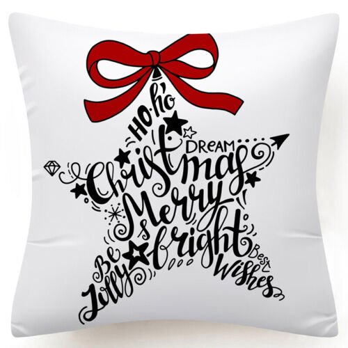Throw PILLOW COVER Christmas Red White Xmas Double-Sided Cushion Case 18x18" 