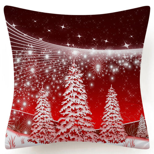 Throw PILLOW COVER Christmas Red White Xmas Double-Sided Cushion Case 18x18" 