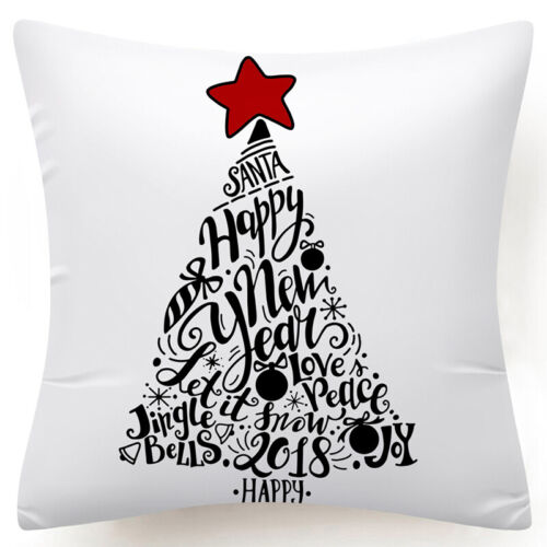 Throw PILLOW COVER Christmas Red White Xmas Double-Sided Cushion Case 18x18" 
