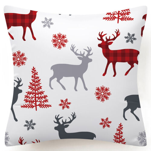 Throw PILLOW COVER Christmas Red White Xmas Double-Sided Cushion Case 18x18" 