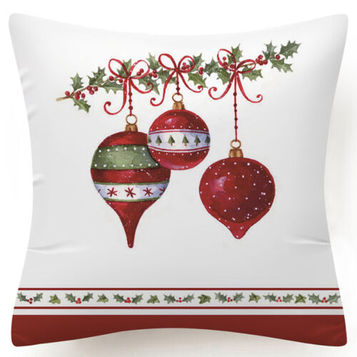 Throw PILLOW COVER Christmas Red White Xmas Double-Sided Cushion Case 18x18" 