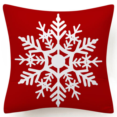 Throw PILLOW COVER Christmas Red White Xmas Double-Sided Cushion Case 18x18" 