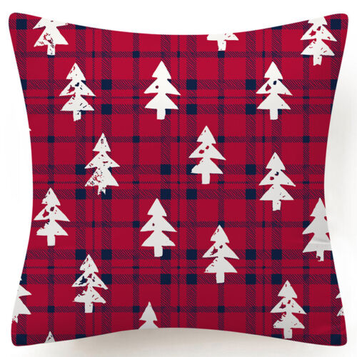 Throw PILLOW COVER Christmas Red White Xmas Double-Sided Cushion Case 18x18" 