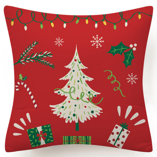 Throw PILLOW COVER Christmas Red White Xmas Double-Sided Cushion Case 18x18" 