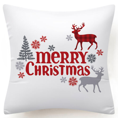 Throw PILLOW COVER Christmas Red White Xmas Double-Sided Cushion Case 18x18" 
