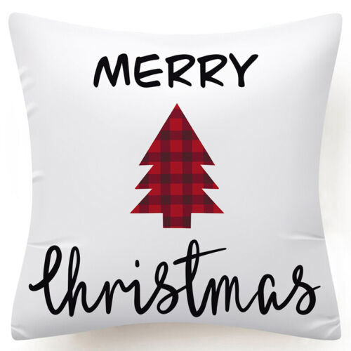 Throw PILLOW COVER Christmas Red White Xmas Double-Sided Cushion Case 18x18" 