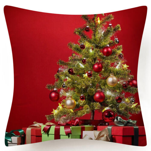Throw PILLOW COVER Christmas Red White Xmas Double-Sided Cushion Case 18x18" 