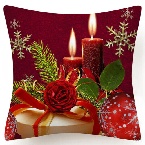 Throw PILLOW COVER Christmas Red White Xmas Double-Sided Cushion Case 18x18" 