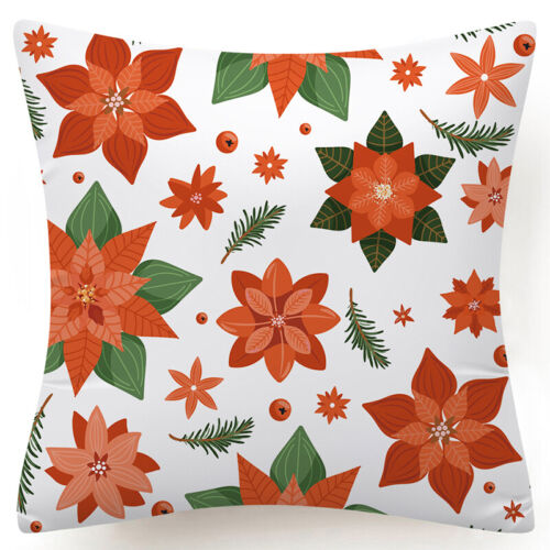 Throw PILLOW COVER Christmas Red White Xmas Double-Sided Cushion Case 18x18" 