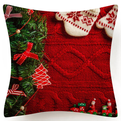 Throw PILLOW COVER Christmas Red White Xmas Double-Sided Cushion Case 18x18" 