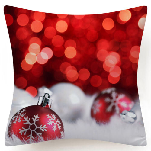 Throw PILLOW COVER Christmas Red White Xmas Double-Sided Cushion Case 18x18" 