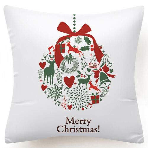 Throw PILLOW COVER Christmas Red White Xmas Double-Sided Cushion Case 18x18" 