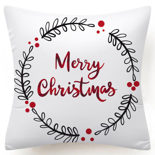 Throw PILLOW COVER Christmas Red White Xmas Double-Sided Cushion Case 18x18" 
