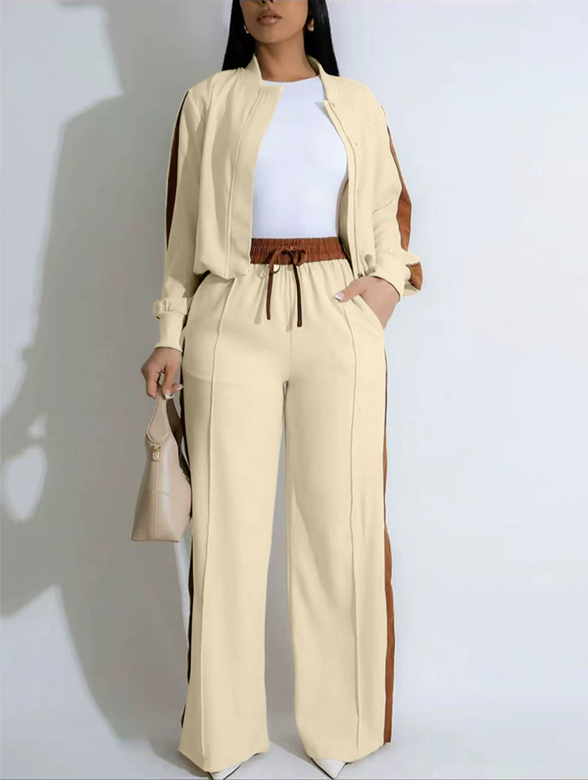 Color-Blocked Loose Women'S Casual Two-Piece Set