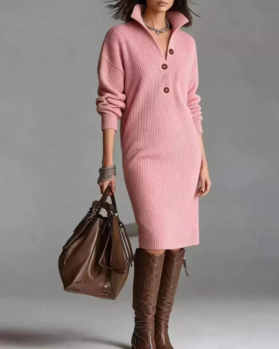 Women's 2026 Elegant Longsleeves Knit Pullover Dress