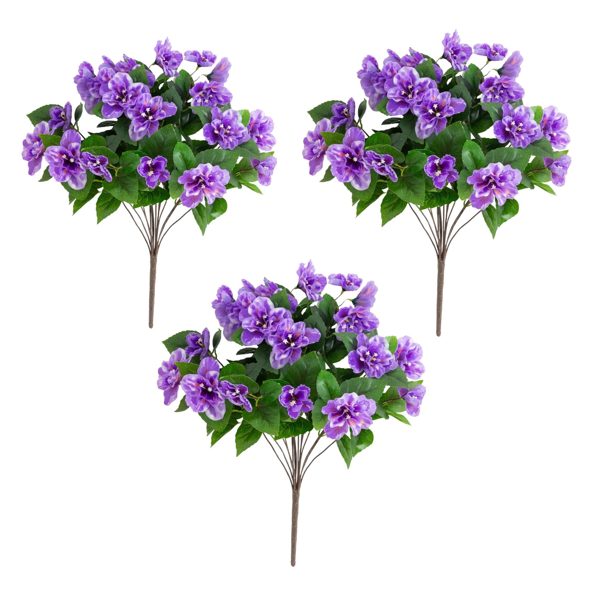 19" UV Resistant Artificial Azalea Bush (Indoor/Outdoor) - Set of 3